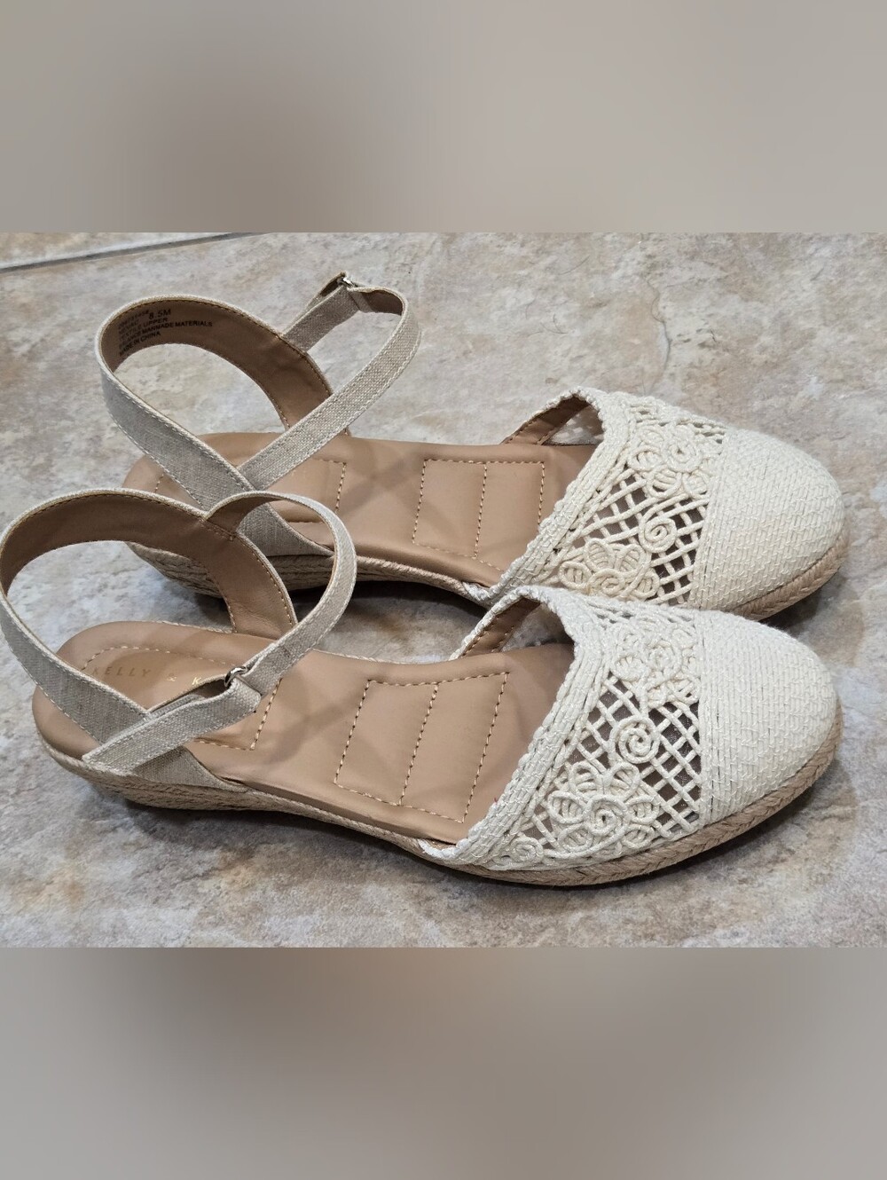 Shoes~ Kelly & Katie Cream Boho Chic Espadrille Wedge Cream Sandals~ Sz 8.5 EUC!
